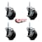 Service Caster 4 Inch Soft Rubber Wheel Swivel 34 Inch Threaded Stem Caster Set with Brake SCC SCC-TS20S414-SRS-TLB-34212-4 - alternate 4